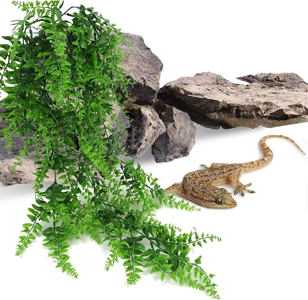 Reptile Plants Hanging Fake Vines Boston Climbing Terrarium Plant with Suction Cup for Bearded Dragons Lizards Geckos Snake Pets Hermit Crab and Tank Habitat Decorations (2 Pack)