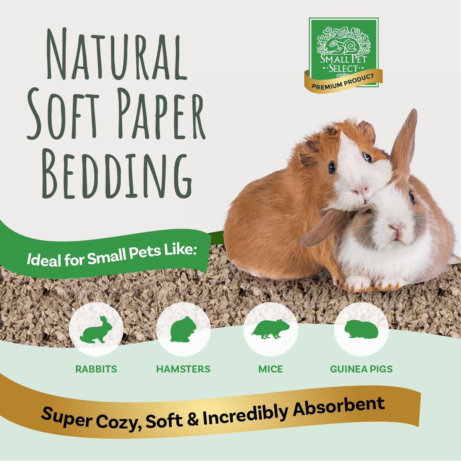 Brown Natural Paper Bedding, Soft Animal Bedding with Odor Control for Guinea Pig, Rabbit, Hamster, or Bunny, Cage Accessories, Made in the USA, 178L (2 Pack)