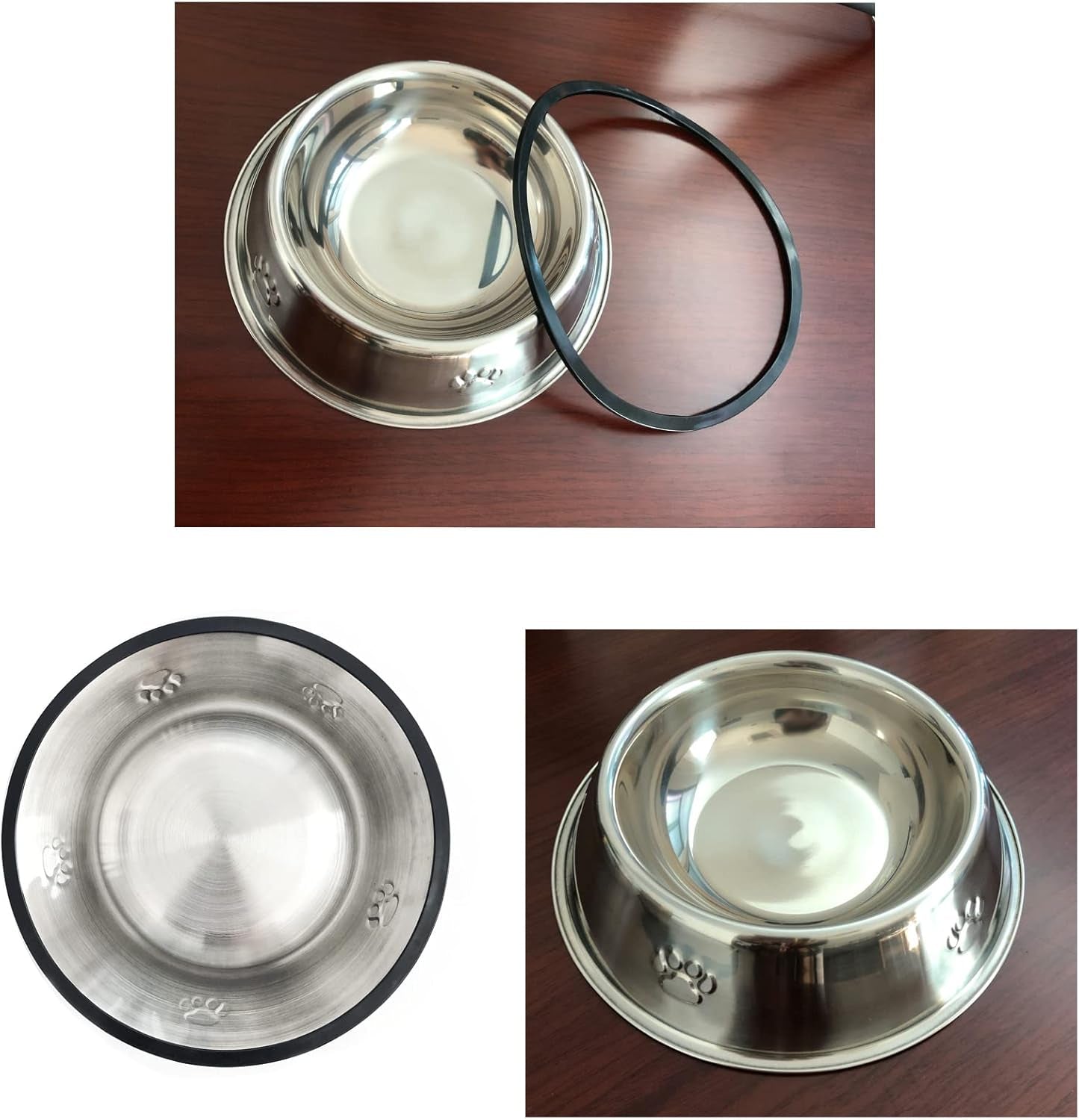 2 Stainless Steel Dog Bowls, Dog Feeding Dishes, Doggie Plate Food Bowls with Rubber Base, Small and Medium Pet Feeder for Food and Water (M-16.6Oz)