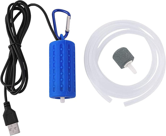 USB Aquarium Air Pump, Ultra Durable & Quiet USB Nano Air Pump, Small Air Bubbler for Aquarium Fish Tank with Air Stone and Silicone Tube