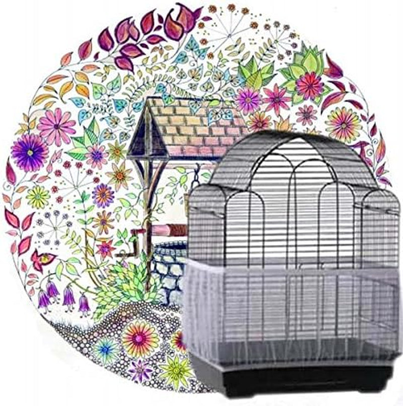 Bird Cage Cover Nylon Mesh Ventilated Skirt Seed Catcher for Pet Parrot Cage Accessories Blue