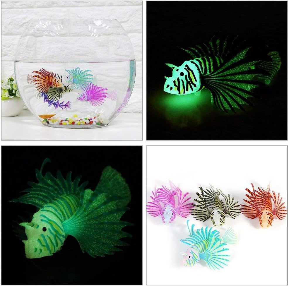 Artificial Lion Fish,Luminous Fake Fish,Aquarium Fish Tank Ornament,Glow Simulation Animal Decoration (Black)