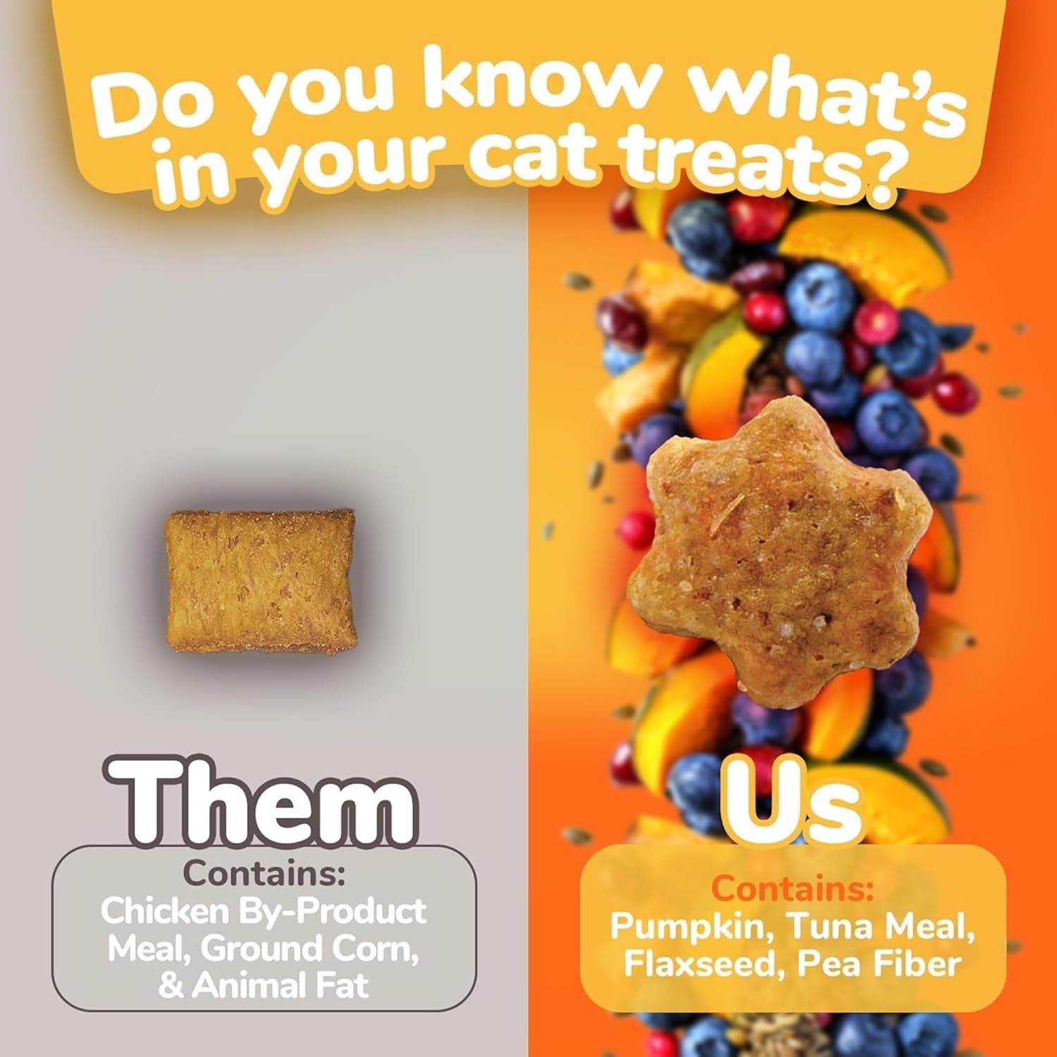 Cat Treats, Healthy Treats for Cats, Low Calorie and Packed with Protein, Crunchy Biscuits, Free of Wheat, Corn and Soy, Made with Real Tuna and Pumpkin, 2.5Oz