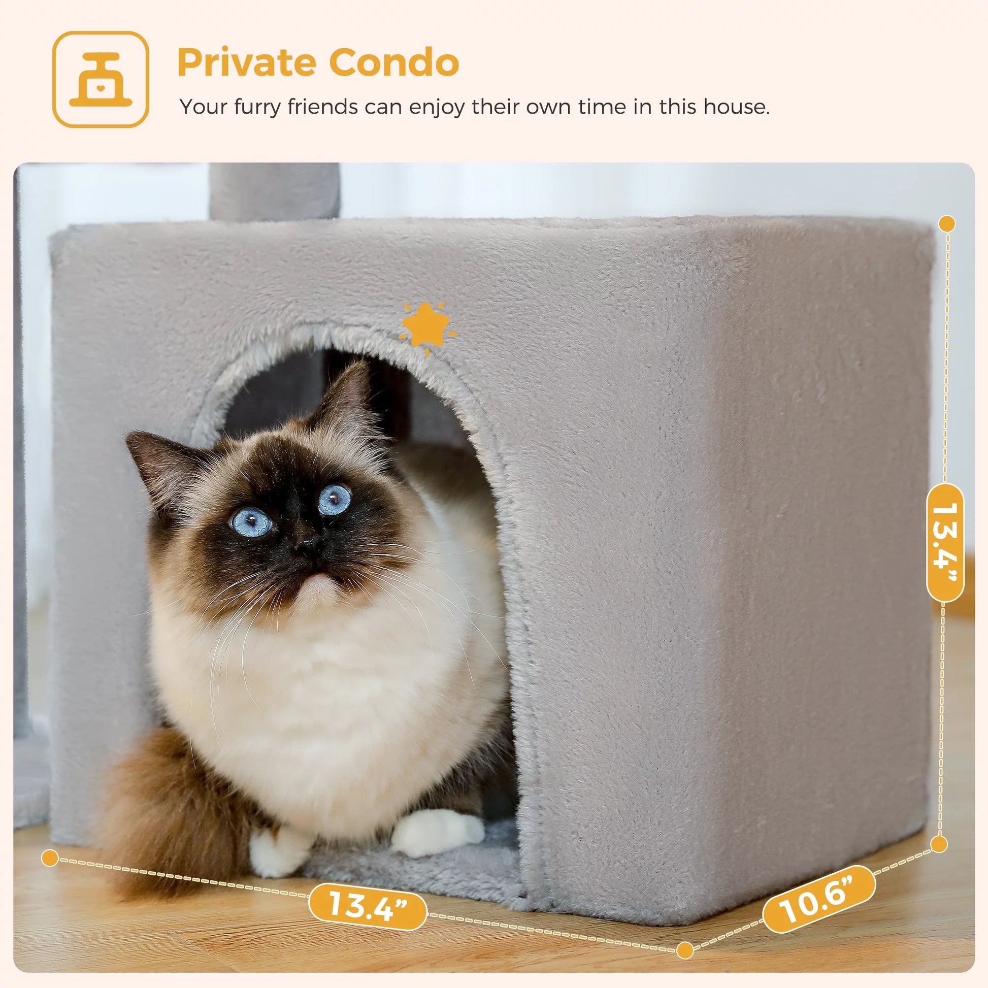 28" Small Cat Tree Tower Cat Condo with Perch Cat Scratching Post for Indoor Cats, Gray