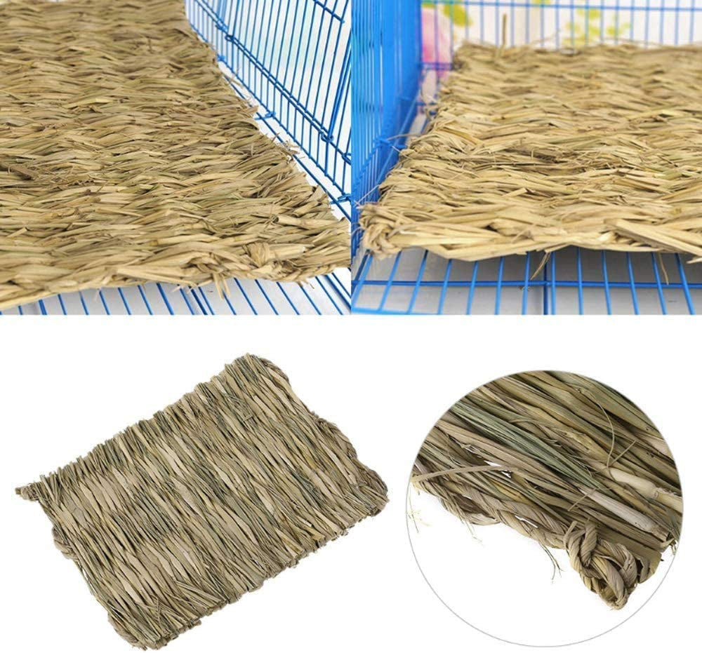 Grass Mat for Rabbit Bunny Chew Toys Woven Bed Mat for Guinea Pig Chinchilla Squirrel Hamster Cat Dog and Small Animal (12PCS Grass Mat)