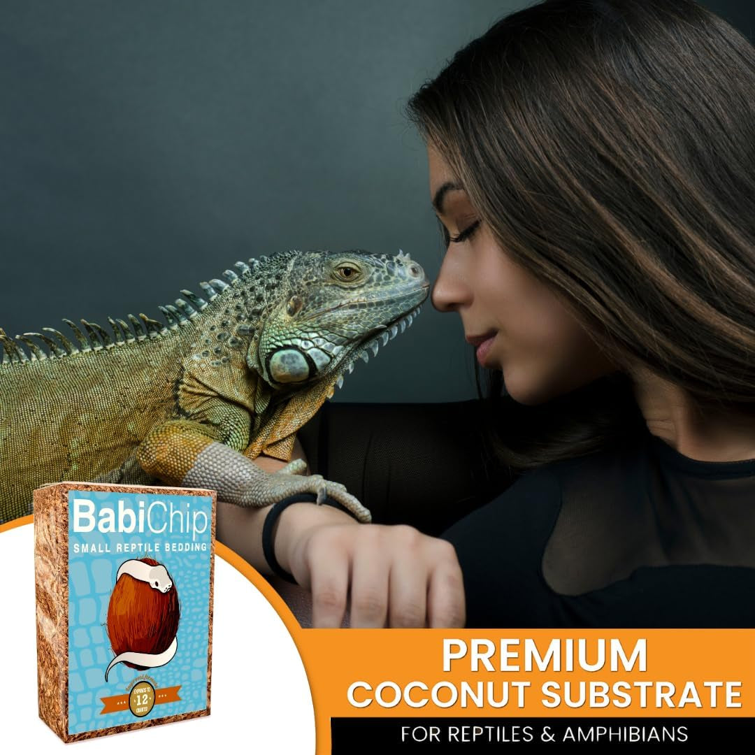 Babichip Coconut Chip Substrate for Reptiles 12 Quart Loose Small Sized Coco Husk Chip Bedding for Ball Pythons, Other Snakes, Tortoises, Geckos, Frogs, or Lizard Terrarium Tanks