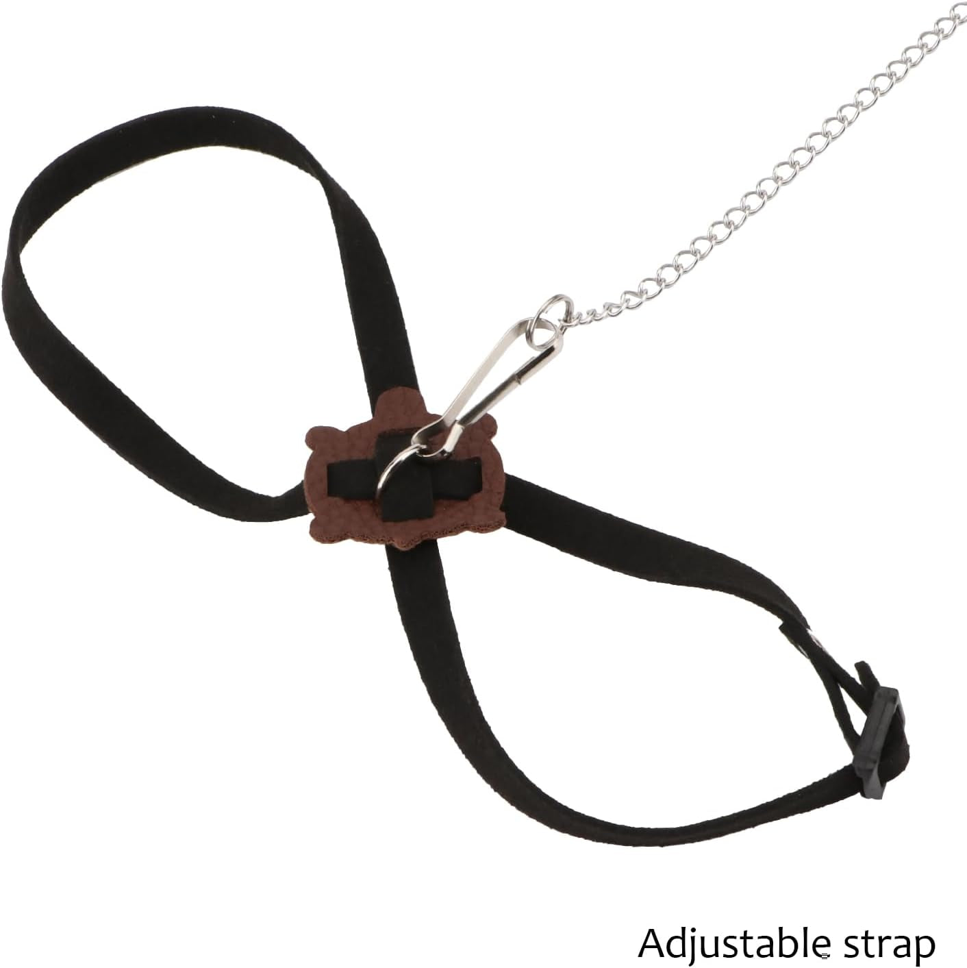 2 Pack Adjustable Reptile Harness and Leash for Lizard Gecko Bearded Dragon outside Walk (Black)