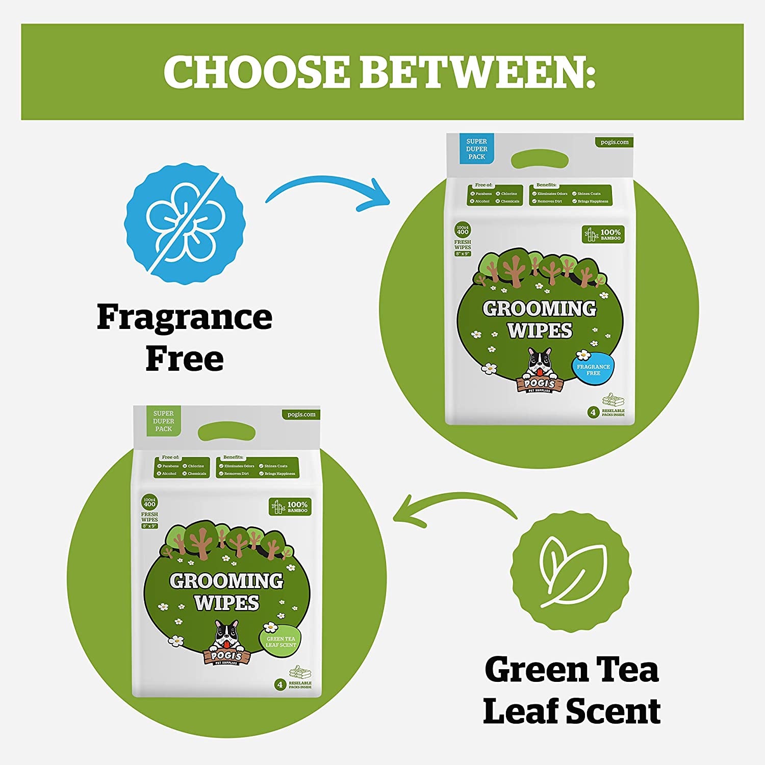 Pogi’S Dog Grooming Wipes – Hypoallergenic Pet Wipes for Paws, Body & Butt – Cleaning & Hydrating, Fragrance Free, 400-Count