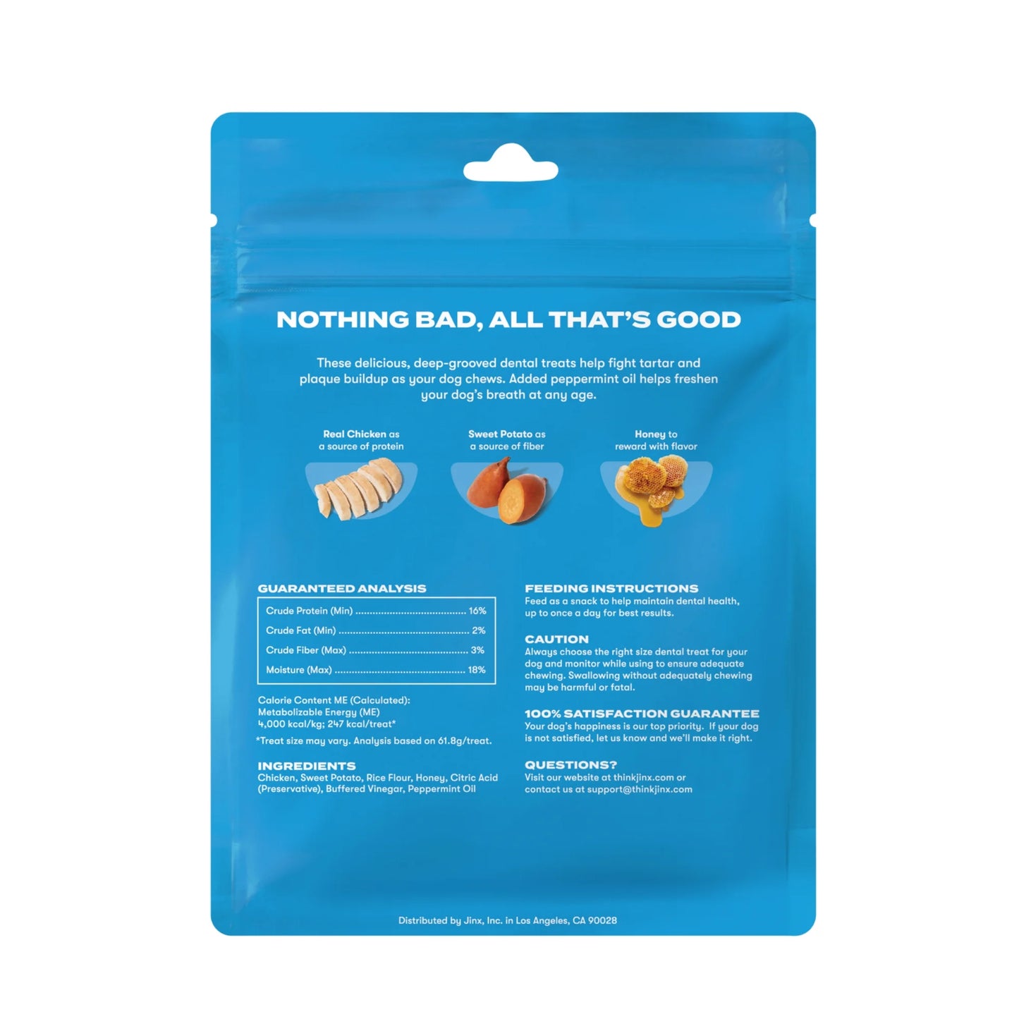 Chicken Flavor Dry Dental Treats for Large Dogs, 8.2 Oz Bag, 4 Treats